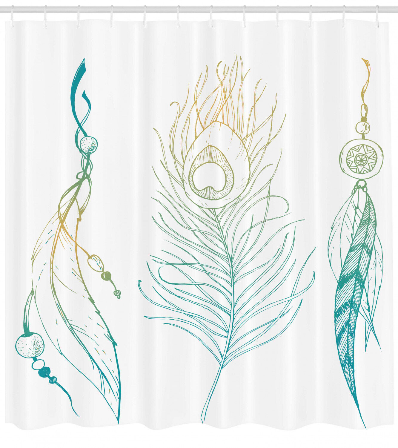 Royal Peacock Feather Vintage Printed Shower Curtain: Classic And Elegant Bath Accessory - Image 2
