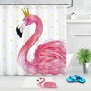 Royal Pink Flamingo Queen Golden Crown Shower Curtain for Regal Bathroom Decor
