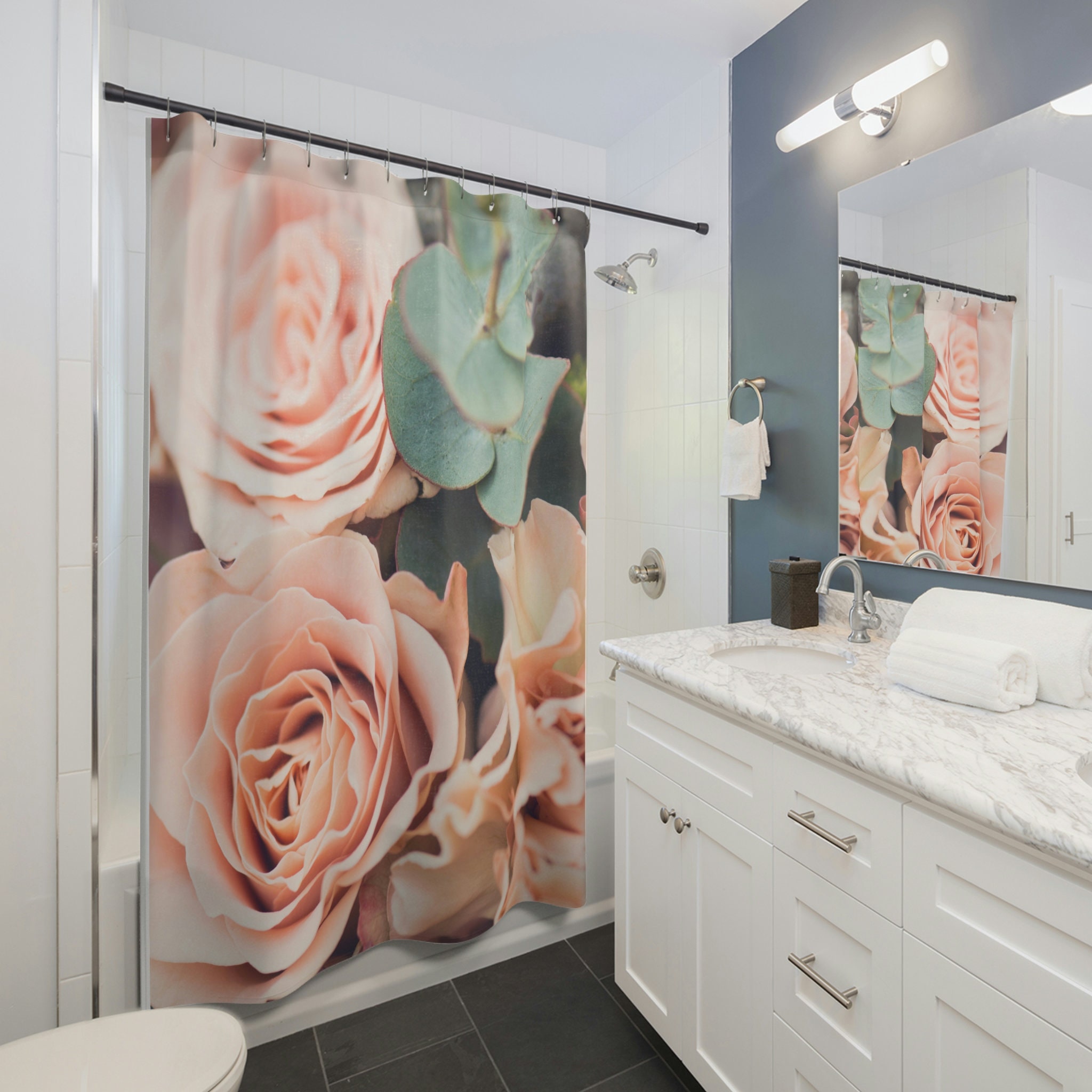 Roze Designer Shower Curtain for Her, Him, and Family - Waterproof Bathroom Decor
