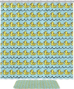 Rubber Duck Background Decorative Shower Curtain for Your Kid's Bathroom