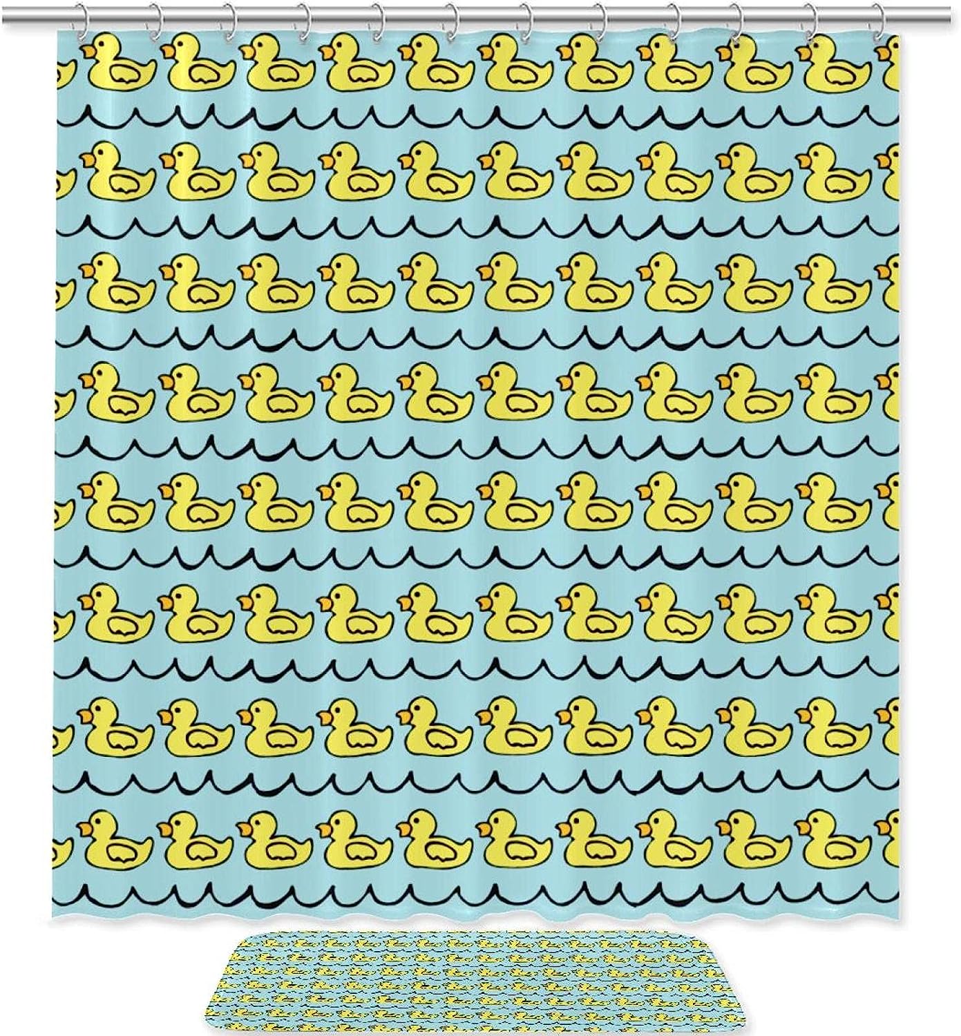 Rubber Duck Background Decorative Shower Curtain for Your Kid's Bathroom