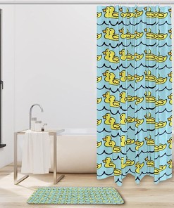 Rubber Duck Background Decorative Shower Curtain for Your Kid's Bathroom