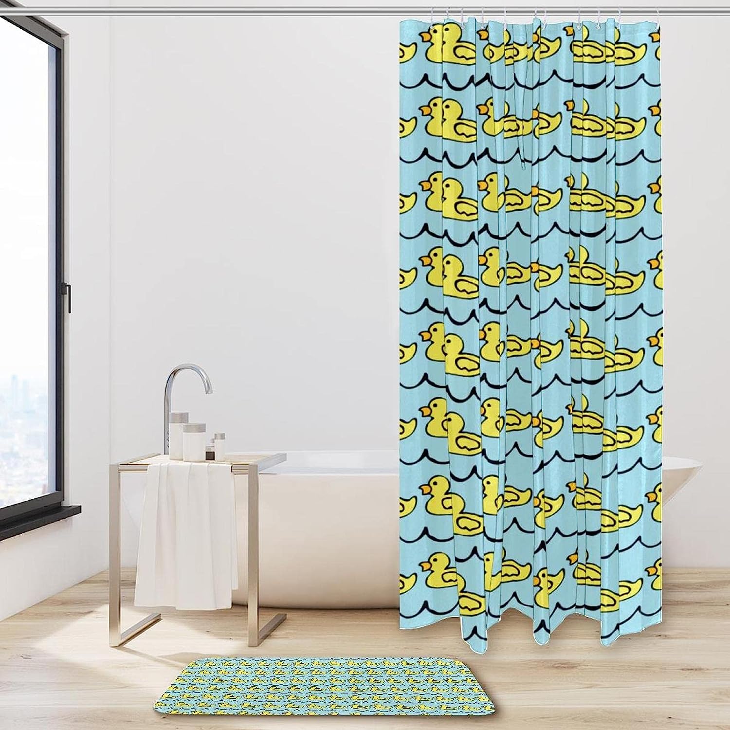 Rubber Duck Background Decorative Shower Curtain for Your Kid's Bathroom