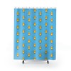 Rubber Duck Blue Shower Curtain, Fun Aesthetic Bath Accessory with Cute Toy Design and Waterproof Fabric