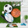 Rugby Hat Basketball Shower Curtain- Sports Theme Red Flame Fashion Waterproof Bath Curtains For Boys