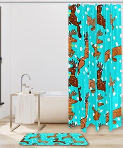 Running Deer Shower Curtain in Waterproof Fabric