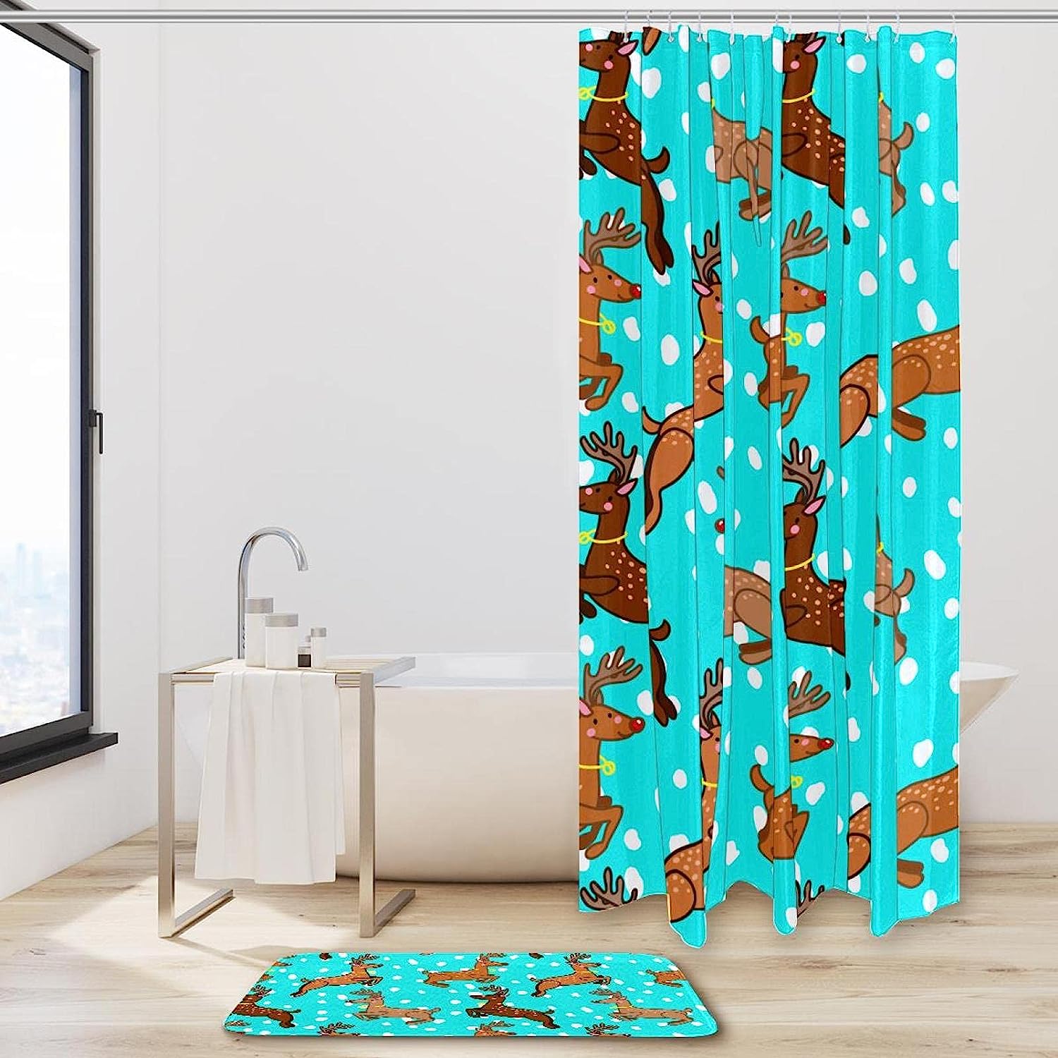 Running Deer Shower Curtain in Waterproof Fabric