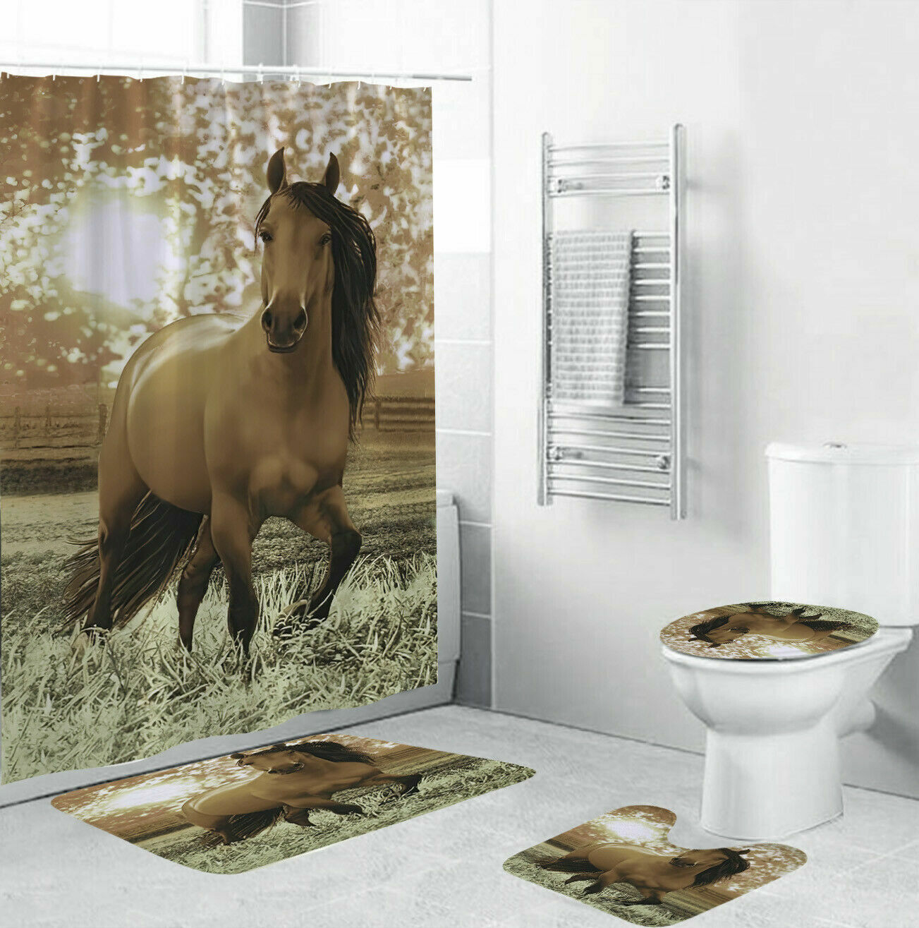 Running Free War Horse Shower Curtain, Horse Lover Bathroom Decor