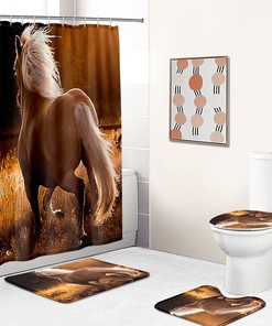 Running Horse Animal Shower Curtain with Graceful Horse Design