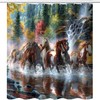 Running Horse Shower Curtain - Forest And Plant Design - Wildlife Theme 
