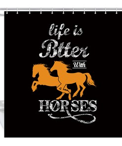 Running Horses Fabric Shower Curtain for a Rustic Bathroom