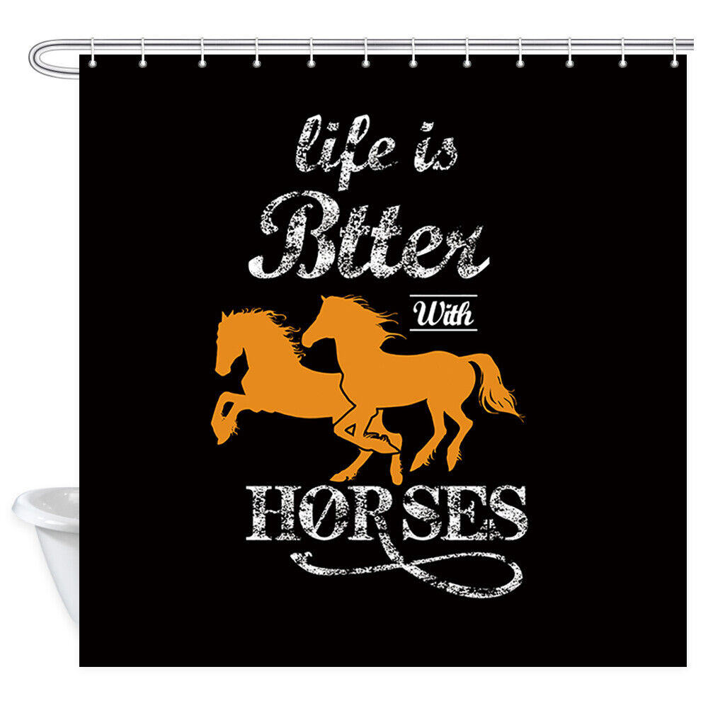 Running Horses Fabric Shower Curtain for a Rustic Bathroom