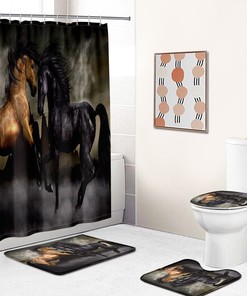 Running Horses Vintage Shower Curtain To Add Elegance To Your Bathroom