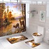 Rural Forest Shower Curtain with Elk Print Design