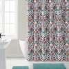 Rust Orange Red Aqua Damask Floral Decorative Shower Curtain For Bathroom