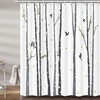 Rustic Abstract Bathroom Decor Gray Tree Shower Curtain With Birch Forest Rowley Birds