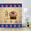 Rustic American Farm And Stars Print Bathroom Shower Curtain Fabric Decor