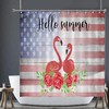 Rustic American Flag Fourth Of July Flamingo Rose Bathtub Shower Curtain Easy Care Durable Fabric Bathroom Decor