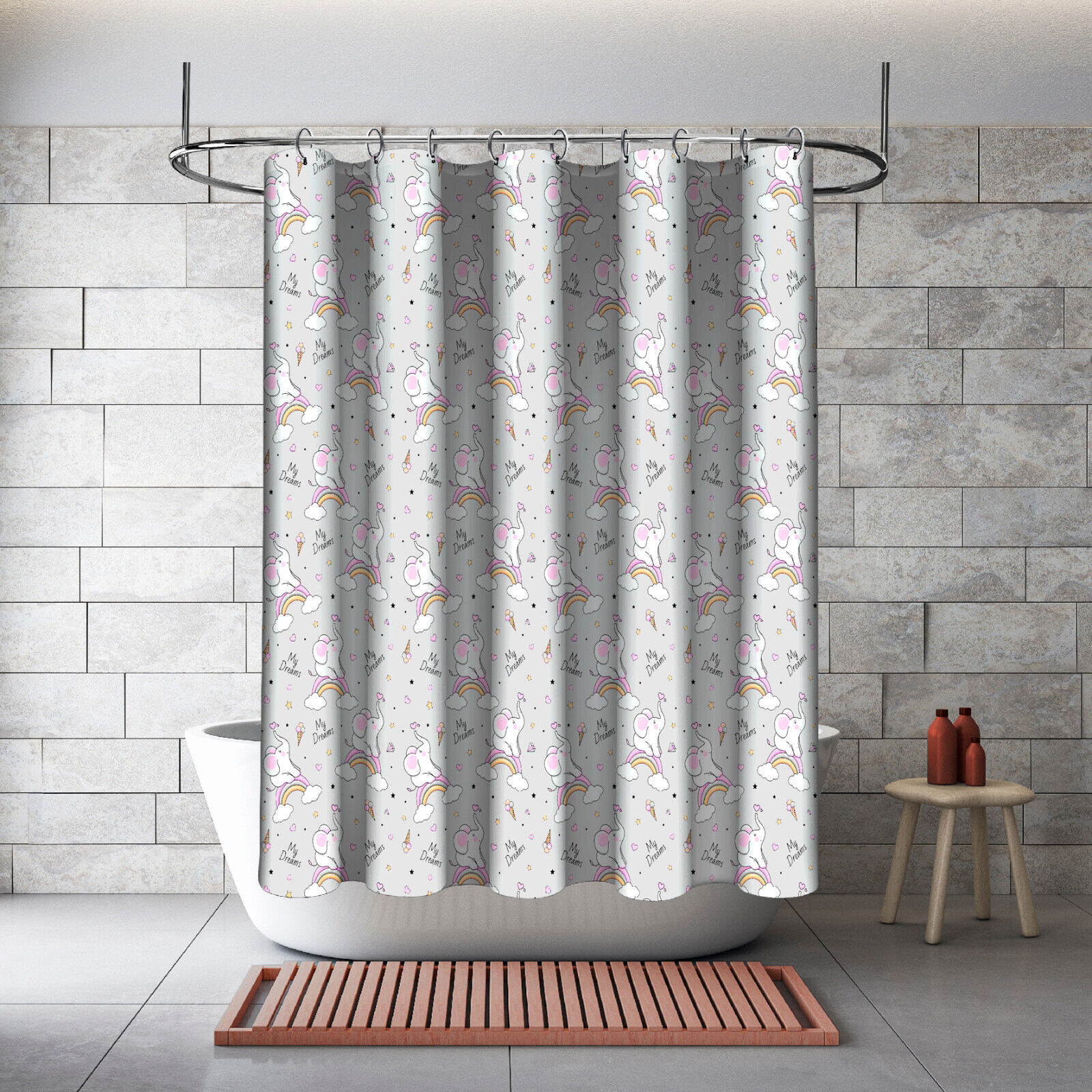 Rustic Anchor Color Wood Planks Fabric Shower Curtain Nautical Bathroom Decor With Neutral Design