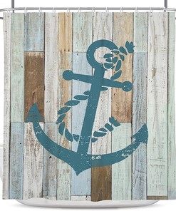 Rustic Anchor Shower Curtain For Nautical Beach Theme Bathroom Decor