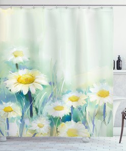 Rustic And Simple Floral Shower Curtain For A Cozy Bathroom