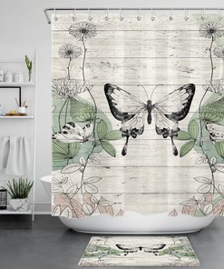 Rustic And Vintage Botanical Floral Shower Curtain For A Unique And Quirky Bathroom Design