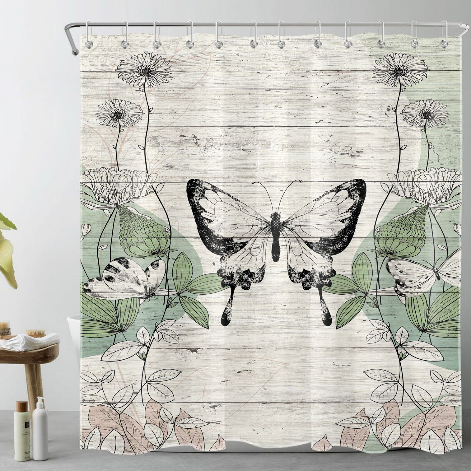 Rustic And Vintage Botanical Floral Shower Curtain For A Unique And Quirky Bathroom Design - Image 2