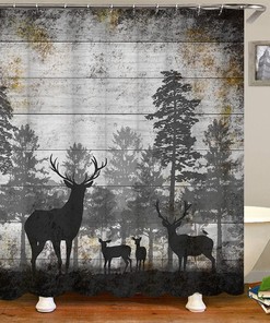 Rustic Animal Bundle: Deer and Elk Shower Curtains for Cabin Bathroom Decor