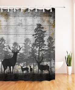 Rustic Animal Bundle: Deer and Elk Shower Curtains for Cabin Bathroom Decor