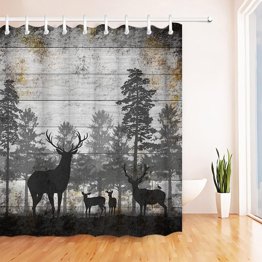 Rustic Animal Bundle: Deer and Elk Shower Curtains for Cabin Bathroom Decor