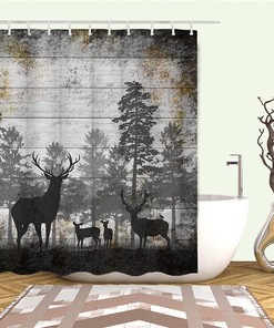 Rustic Animal Bundle: Deer and Elk Shower Curtains for Cabin Bathroom Decor