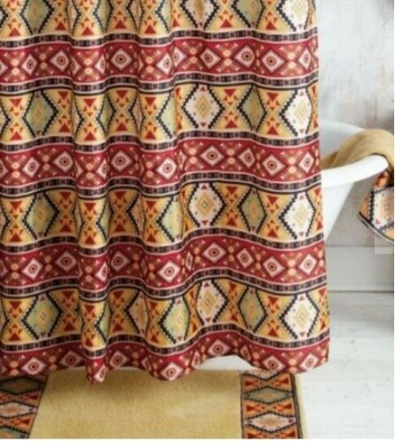 Rustic Aztec Country Western Ranch Shower Curtain, Waterproof Bathroom Decor with Quotes