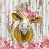 Rustic Barn Door Spring Floral Farmhouse Cow Shower Curtain For Bathroom 