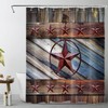 Rustic Barn Shower Curtain, Country Style Farmhouse Western Texas Star Wood Boards Fabric Bath Curtain - Ecotob