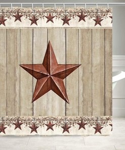 Rustic Barn Star Shower Curtain for Country and Western Bathroom Decor