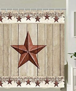 Rustic Barn Star Shower Curtain for Country and Western Bathroom Decor