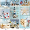 Rustic Beach Theme Shower Curtain With Anchor, Starfish, And Shell Prints - Waterproof And Long-Lasting