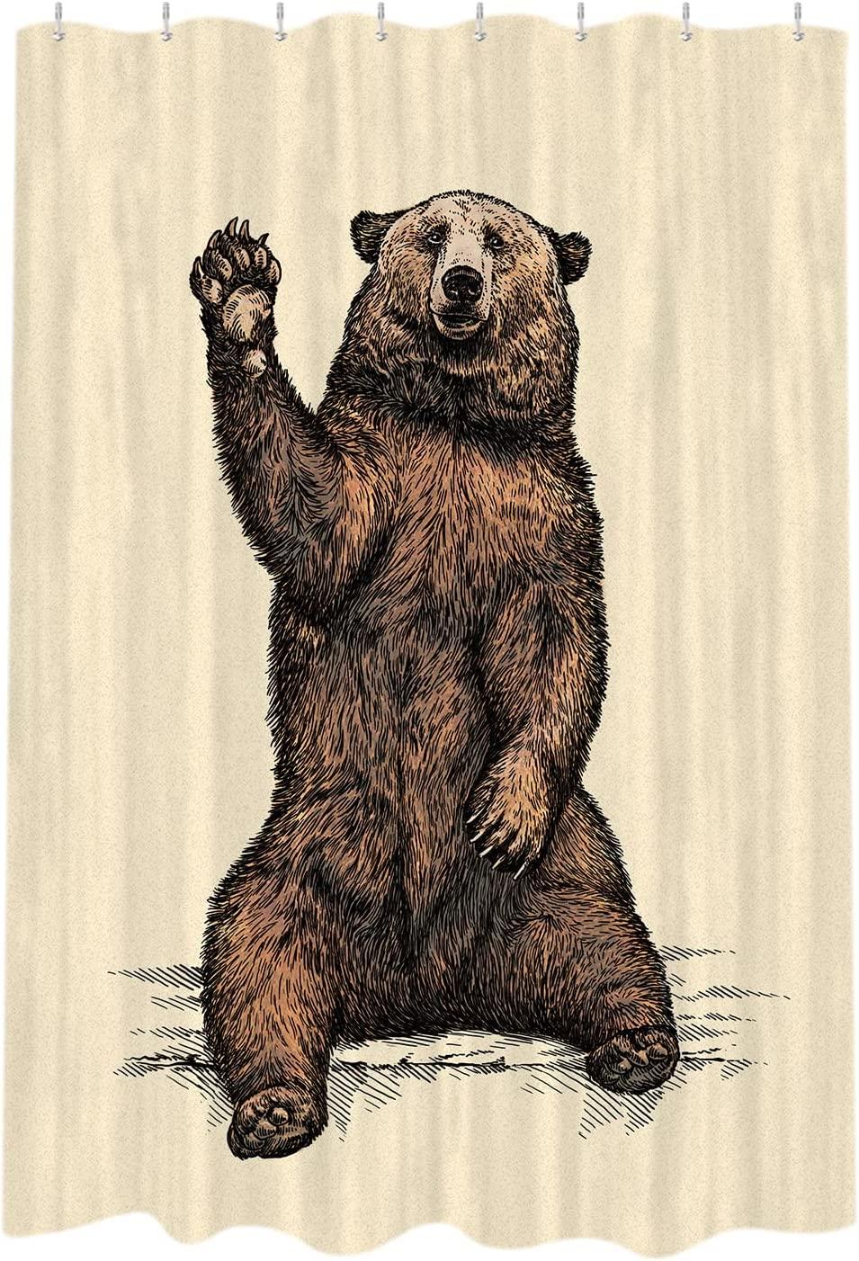 Rustic Bear Camper Rv Shower Curtain - Perfect For Travel Trailer Bathrooms