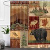 Rustic Bear Shower Curtain Set for Cozy Lodge Cabin Bathroom