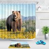 Rustic Bear Shower Curtain With Woodland Theme