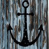 Rustic Black Anchor Shower Curtain - Nautical Ocean Planks Theme - Black Brown White Bathroom Decor