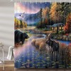 Rustic Black Bear Moose Shower Curtain Set for Country Hunting Lodge Bathroom