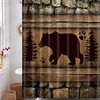 Rustic Black Bear Shower Curtain For Woodland Wildlife Bathroom Decor 