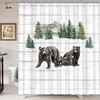 Rustic Black Bear Wildlife Shower Curtain In Black And White, Perfect For Your Rustic Farmhouse Bathroom Decor.