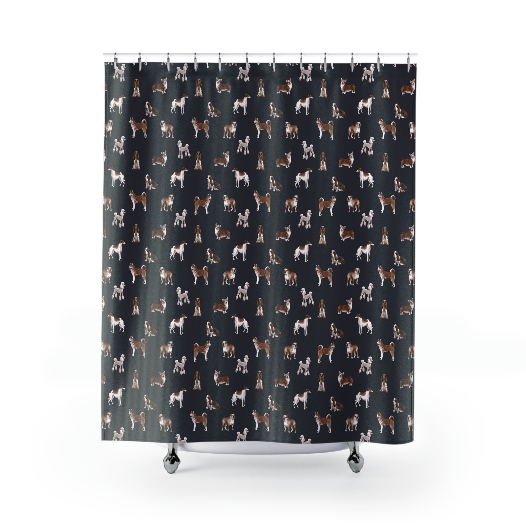 Rustic Black Dog Breeds Farmhouse Bathroom Decor Curtain With Dog Lover Theme - Image 2