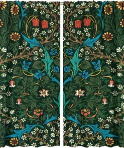 Rustic Blackout Window Curtains, William Morris Inspired Boho Flower Retro Decor 