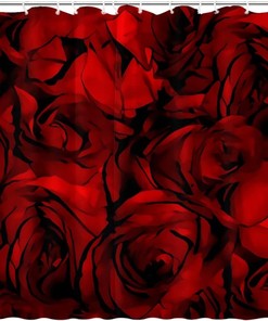 Rustic Blood Roses Shower Curtain for Gothic Farmhouse Bathroom Decor Fabric