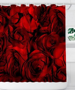 Rustic Blood Roses Shower Curtain for Gothic Farmhouse Bathroom Decor Fabric