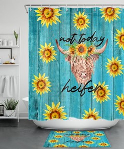 Rustic Blue Cow Sunflower Farmhouse Shower Curtain for a Cozy and Inviting Look