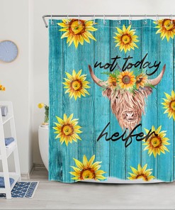 Rustic Blue Cow Sunflower Farmhouse Shower Curtain for a Cozy and Inviting Look